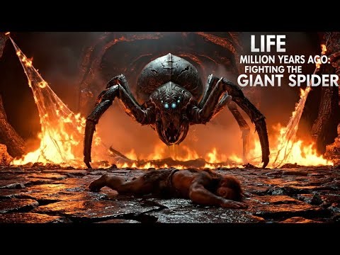 Life Million Years Ago: Australopithecus Battles the Giant Spider.
