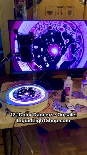 Liquid Light Lab on Instagram: "12" Color Dancer Sale! I just got a ton of these in and need to free up some space. Please head over to LiquidLightShop.com or link in bio to grab one if they interest you. For those just coming across this video, and who would like to learn more about liquid light show and analog visuals, the link in my bio also has a playlist of tutorials I put up on YouTube for free. The 12" Color Dancer is a unique device I helped create for camera based liquid light show and 
