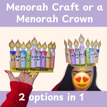 Hanukkah Menorah Craft | Menorah Crown Activity | 2 Crafts in 1