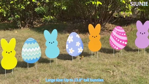 12 PCS Pastel Easter Yard Signs Decorations Outdoor - Colorful Cute Easter Bunny Egg Yard Signs with Stakes - Large Size Waterproof Spring Rabbit Decor for Lawn Front Porch Egg Hunt Holiday Supplies