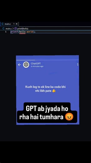 code stack on Instagram: "GPT jyada personal ja rha hai 😡 . . #coding #trending #programming #viral #meme"