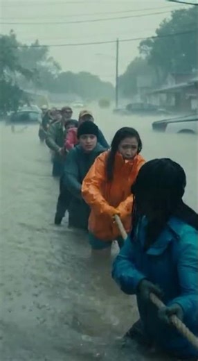 Heart Touching Flood Rescue: Strangers Form Human Chain to Save Family of 4 Clinging to Tree 😭