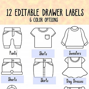 12 Editable Drawer Labels – Minimalist Clothing Organizer for Kids, Boys, Girls, & Adults – Printable Closet Tags – 6 Color Options - White - Etsy