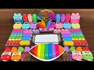 Colorful slime mixing magic | Relaxing rainbow glossy ASMR