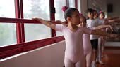 Ballet dancers stretching during a class at the dance studio