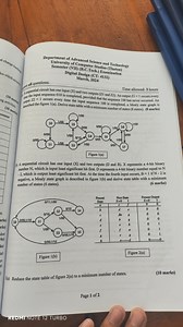 Question:Reduce the state table of figure 2(a) to a minimum nu... | Filo