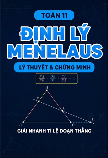 Định lý Menelaus - Hướng dẫn giải tỉ lệ đoạn thẳng và chứng minh thẳng hàng