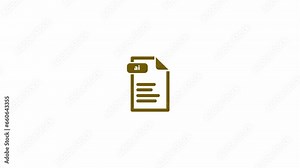 Animation of ai file symbol. White background. Motion graphic of file appearing in white screen. Ai file document symbol.