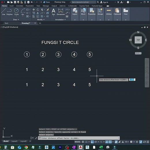 Fungsi T circle di autocad