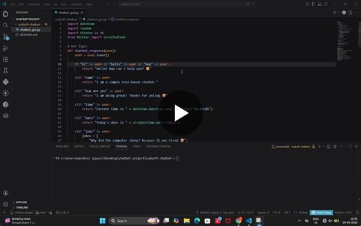 #ai #internship #python #chatbot #machinelearning #codsoft | Kanish M