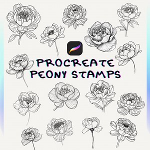 Peony Procreate Brushes | Peony Line Art Brush Set for Tattoo Artists & Illustrators | Floral Stamp Digital Art Brushes for iPad Brushset - Etsy