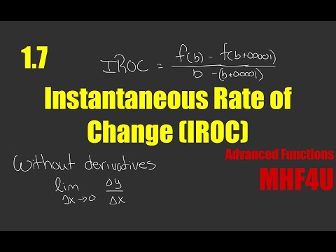 Instantaneous Rate of Change (IROC) | MHF4U Unit 1 Lesson 7 (Grade 12 Advanced Functions)