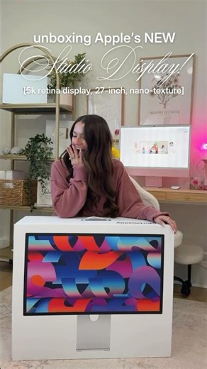 unboxing the apple studio display!! DREAM DESK SETUP 💖🖥️🫶🏼