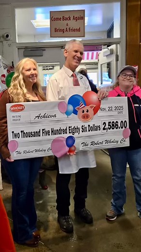 Happy 32nd Birthday, Rachel the Pig! We’re thrilled to share that Achieva received a generous $2,586 donation from Rachel the Pig, the iconic 550-pound bronze piggy bank at Wholey’s Fish Market, along with a matching gift from Wholey’s themselves! Every year, Rachel collects donations from the community and donates the total to a local charity in honor of her birthday. Wholey’s celebrates the occasion by matching every dollar she raises — doubling the impact for organizations like ours. On Novem