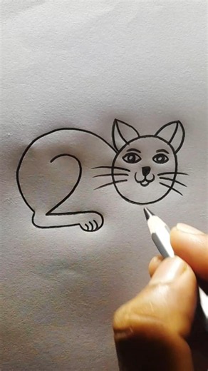 A Cute Cat Drawing Easily ❤️❤️🥰