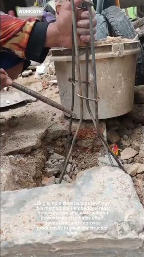 Manual Rebar Pulling Trick Without Heavy Machines | Smart Construction Hack