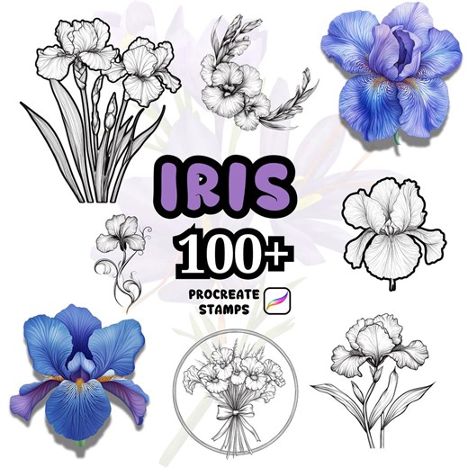 Procreate Flower Brushes, 100+ Iris Flower Procreate Brushes, Floral Procreate, Procreate Brushes, Plants, Wild Flowers, Iris Flowers Stamps - Etsy