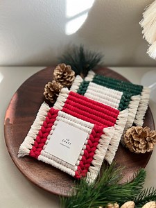 Macrame Coasters Christmas Set - Etsy