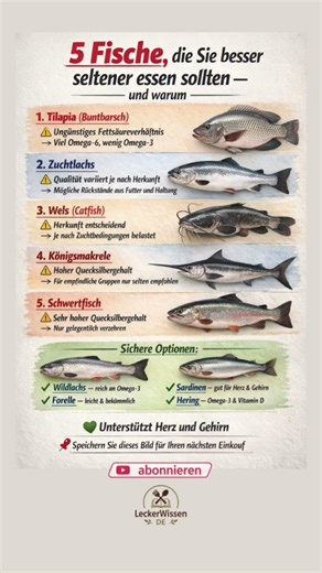 5 Fische, die Sie besser seltener essen sollten 🐟⚠️ (und die besten Alternativen!)