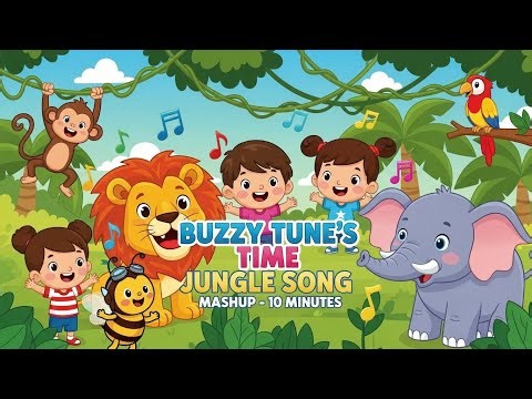 Buzzy Tune’s Time Jungle Song Mashup 🐒🦁🎶 | 10 Minutes of Jungle Fun for Kids