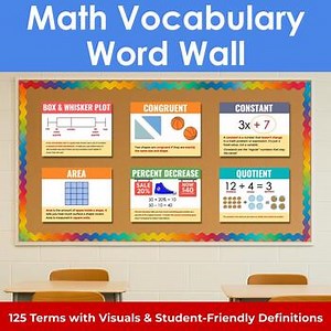 Math Vocabulary Word Wall: 125 Terms with Visuals & Student-Friendly Definitions