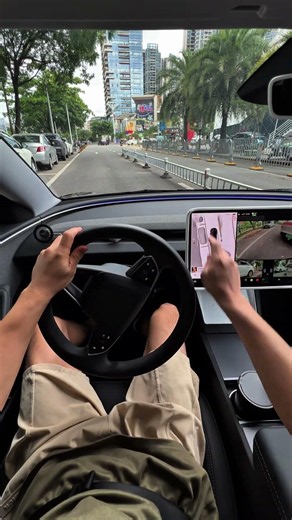 车位交接现场#焕新版model3 #侧方停车 #开车第一视角