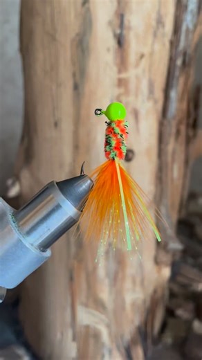 💥💥 HOG GOBBLER 💥💥 Head: Green Chartreuse Pro-Tec Powder Paint Body: Fire Tiger New Age Chenille Tail: Fluorescent Orange Marabou, Fluorescent Chartreuse with Silver Flake Silicone Skirt, & Chartreuse Krystal Flash #GETTHEGREASEHOT #smallbusinessbigdreams #handtiedjigs #fishinglife | MML Lures