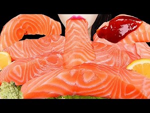 ASMR GAINT SALMON SALMON SASHIMI EATING SOUNDS MUKBANG