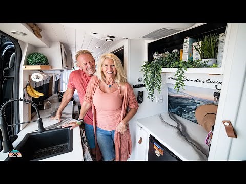 Luxurious Sprinter Camper Van Tour - Full Bathroom With King Sized Bed