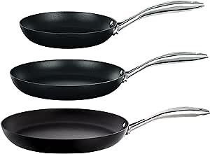 Scanpan Pro IQ Fry Pan Set - Includes 8”, 10.25” & 12.5” - Easy-to-Use Nonstick Cookware - Dishwasher, Metal Utensil & Oven Safe - Made by Hand in Denmark