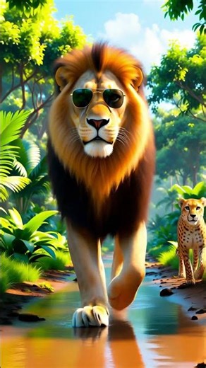 Coolest Lion Ever Caught on Camera 😎 | Jungle King with Shades! #Shorts #FunnyAnimals