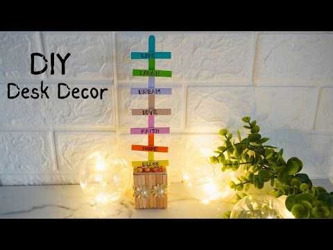 Easy DIY Aesthetic Desk Decor | Popsicle Stick Signpost Tutorial | DIY Handmade Gift Idea! 🎨 Mini