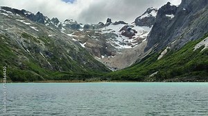 Beautiful view of Laguna Esmeralda in Ushuaia, Argentina. View of the tranquil Esmeralda lagoon in Ushuaia, Argentina. Lagoon that forms at the foot of the glacier in Argentine Patagonia