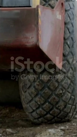 Road-roller working at construction site