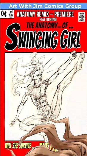 Dynamic Pose Sketch – How I Build the Figure (Swinging Girl Pt.2) #shorts