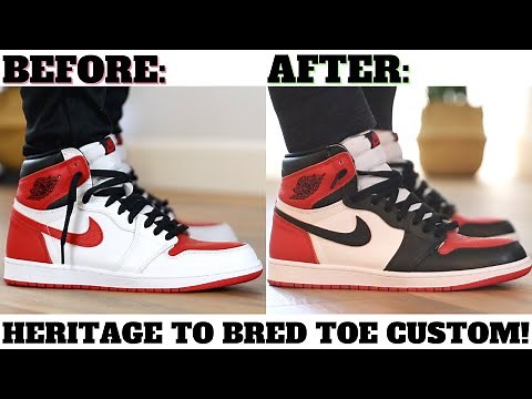 BEFORE & AFTER: 'BRED TOE' CUSTOM FROM AIR JORDAN 1 HERITAGE!