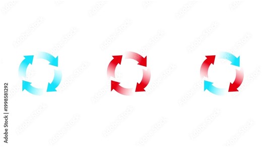 hot and cold arrow heat Circular Rotation Arrow Icons for Airflow, Recycling and Continuous Process Visualization mp4