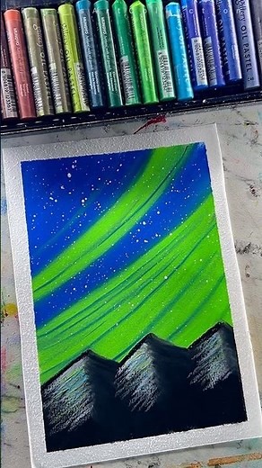 Easy Northern Lights Drawing with Oil Pastels 🌌 | Step-by-step Art Tutorial #shorts #art #drawing