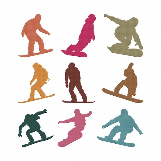Snowboard Sport Silhouette Embroidery Design, Winter Snowboarding Machine Embroidery File, 9 Design, 7 Size, Instant Download - Etsy