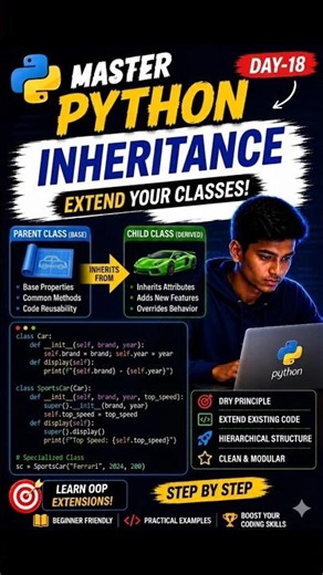 Python Inheritance in Telugu | Single, Multiple & Multilevel Inheritance | Python Series Day 18