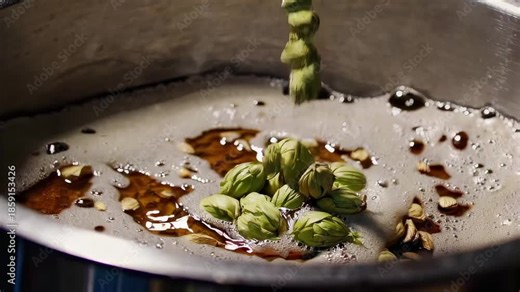 In this captivating video, the chef expertly adds fresh green cardamom pods into bubbling syrup, creating a rich aroma and flavor. The step-by-step process highlights the art of cooking with spices fo
