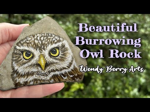 Burrowing Owl Rock Art | Hand Painted Wildlife Stone