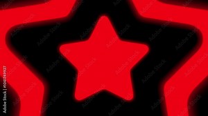 Red Star Tunnel Loop Animation Background. Star shapes zooming on black background 4K Video.
