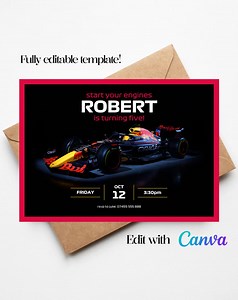 Red Bull F1 Birthday Invitation: Race Car Party, Editable Template (instant Download) - Etsy