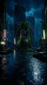 Heavy Rain in a Silent Future City #rain #shorts