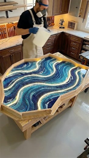 DIY Glowing Ocean Epoxy Table Reveal! 🌊✨