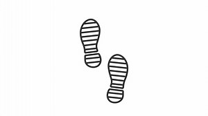 Download Animated footsteps line icon.  walking animation. shoes pad animation. Loop HD video. transparent background. Outline motion graphic animation for free