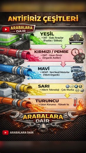 ANTİFRİZ RENKLERİ NE ANLAMA GELİYOR ? #antifrizz #antifriz ##arıza #car #automobile #radyatör #clio