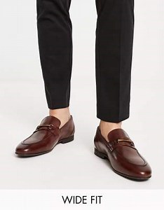 Red Tape wide fit metal trim loafers in tan leather | ASOS