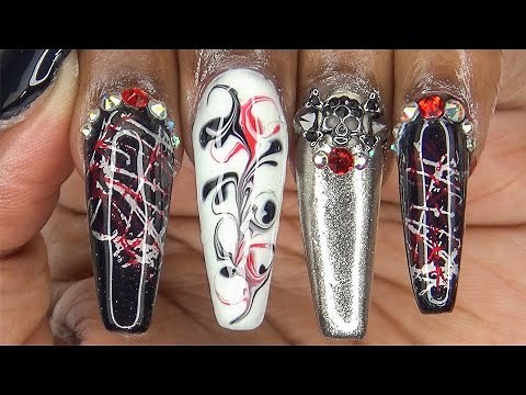 Acrylic Nails Tutorial - How To Nail Stamping and Marble Nail Art - Nail Polish - for Beginners